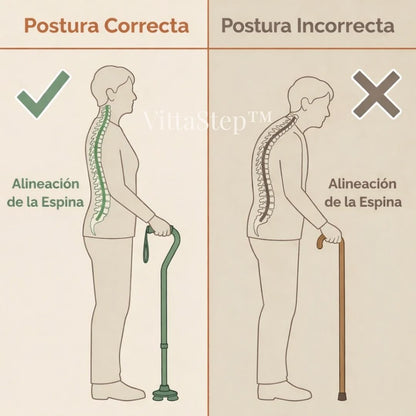VittaStep™ Bastón Ortopédico Ergonómico Premium con Soporte 360° y linterna