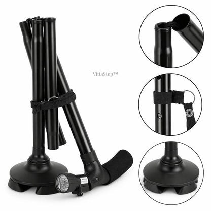 VittaStep™ Bastón Ortopédico Ergonómico Premium con Soporte 360° y linterna