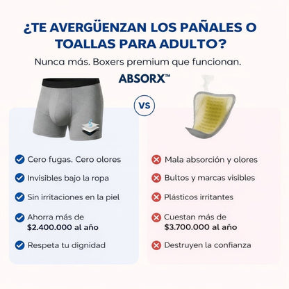 ABSORX™ Boxers ultraabsorbentes para incontinencia