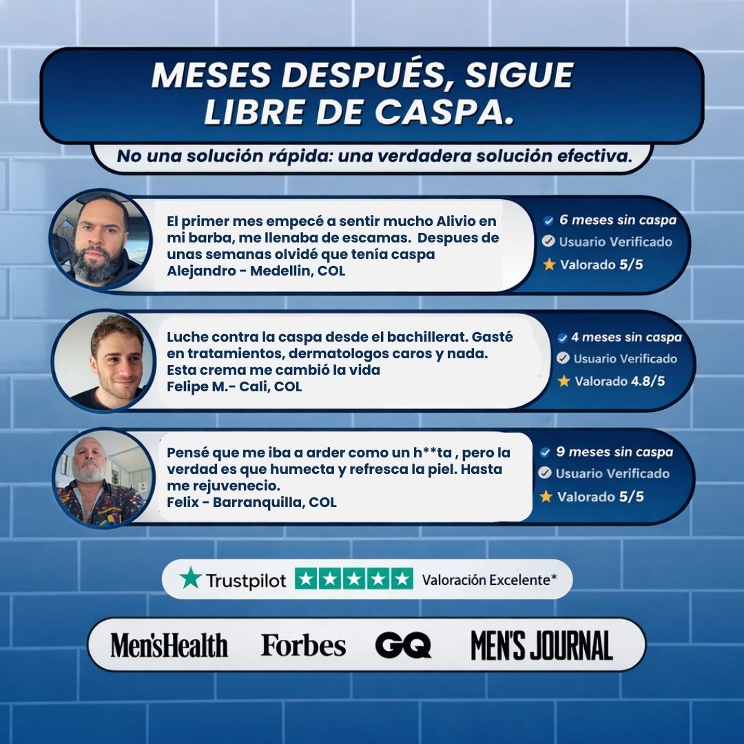 Elimina Escamas e Irritación en el Rostro y cuero cabelludo Masculino - Tratamiento Regenerativo 8 en 1