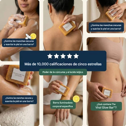 Glow Bar™ Ultra Blanqueador Natural – Jabón de Cúrcuma +  Ácido Kójico para Manchas Oscuras y Acné
