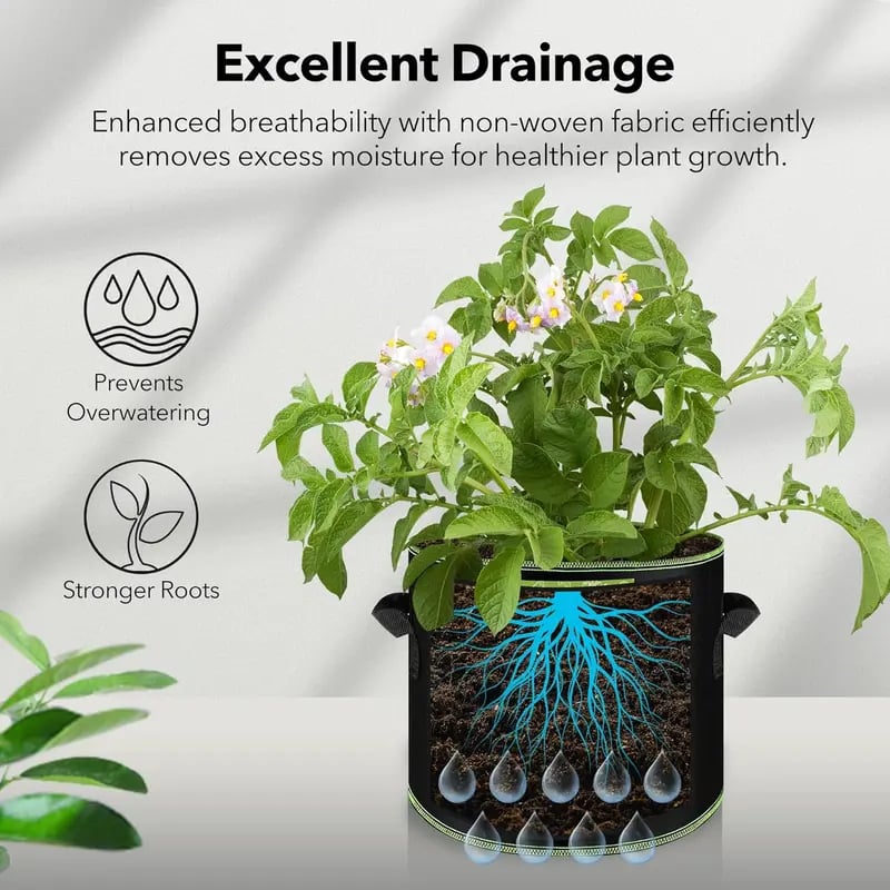 🌱 [UPGRADED] Heavy Duty Grow Bags - Say Goodbye to Root Rot!
