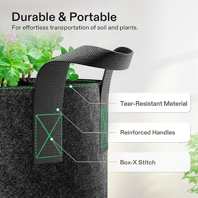 🌱 [UPGRADED] Heavy Duty Grow Bags - Say Goodbye to Root Rot!
