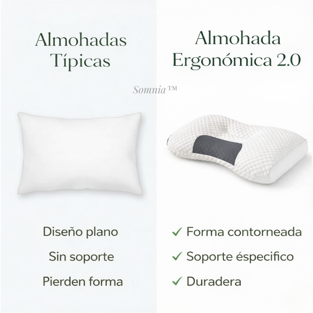 Somnia™ Almohada Ortopédica Ergonómica Cervical para Alineación de Columna y Descanso Profundo