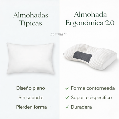 Somnia™ Almohada Ortopédica Ergonómica Cervical para Alineación de Columna y Descanso Profundo