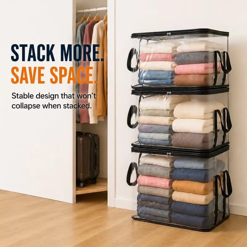 Heavy Duty Clear Storage Bags with Reinforced Handles 👍