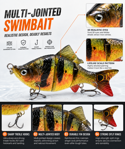 💥 Hyper-Realistic Multi-Jointed Bionic Swimbait | S-Curve Action Lure