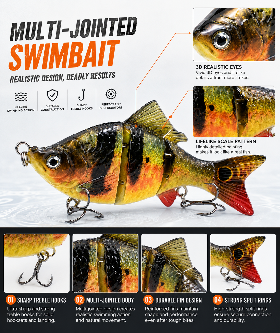 💥 Hyper-Realistic Multi-Jointed Bionic Swimbait | S-Curve Action Lure 🐟